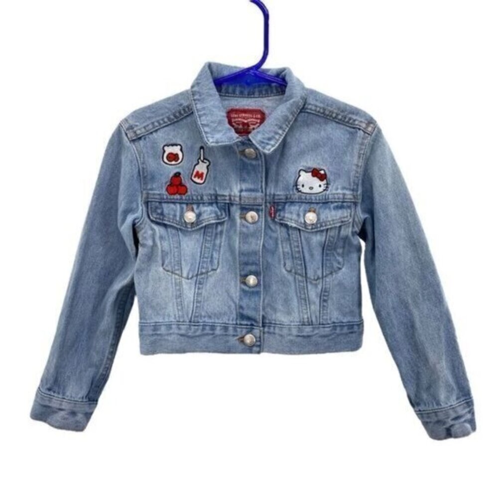 Levi’s x Hello Kitty Little Girls Cropped Denim Embroidered Jean Jacket